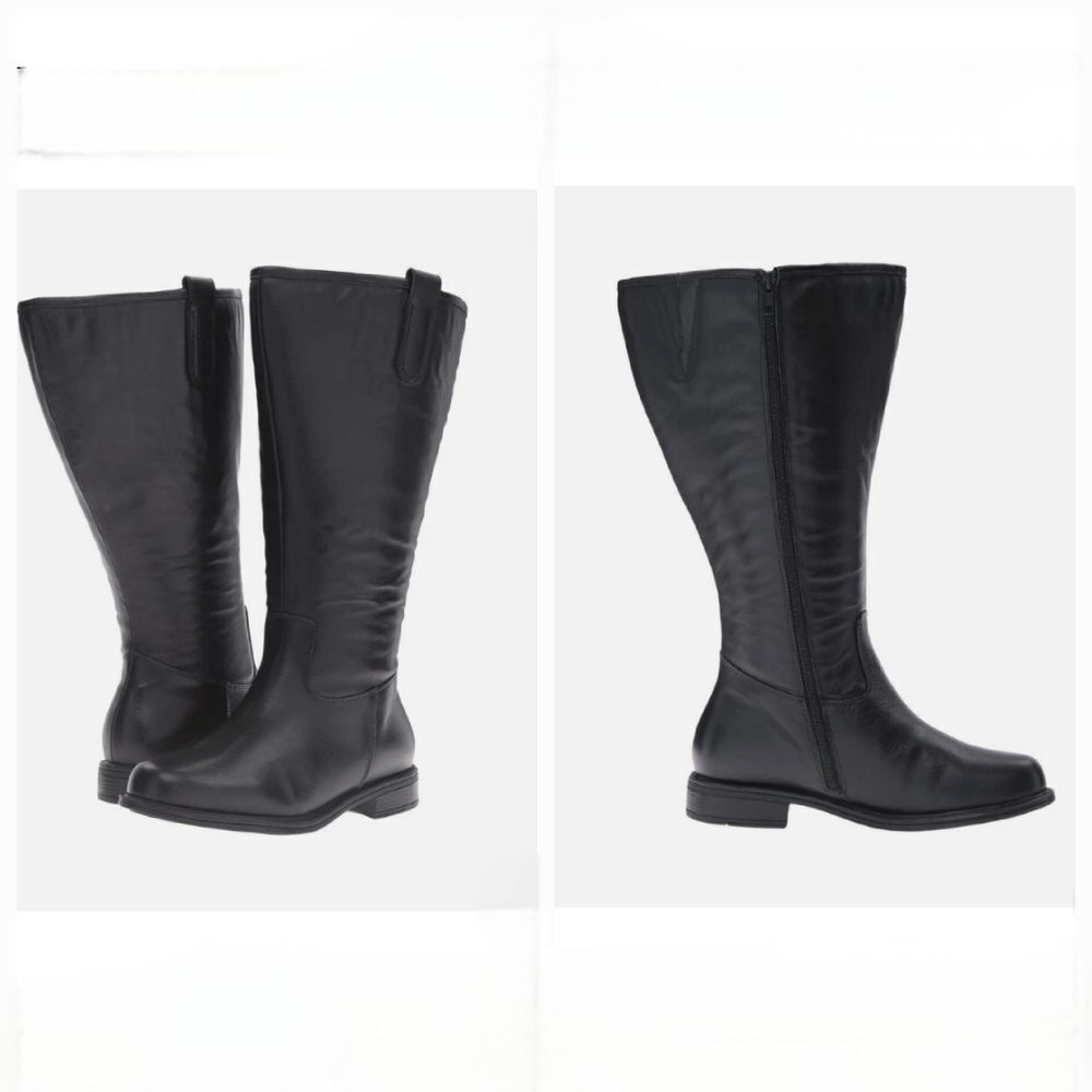 WIDE CALF Size 8 David Tate Black Leather  Tall Boot BN7